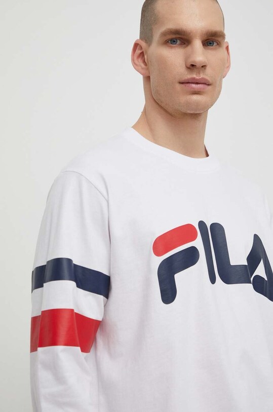 Бавовняний лонгслів Fila Luohe білий FAM0669