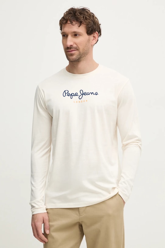 Pepe Jeans tricou din bumbac Eggo print bej PM508209