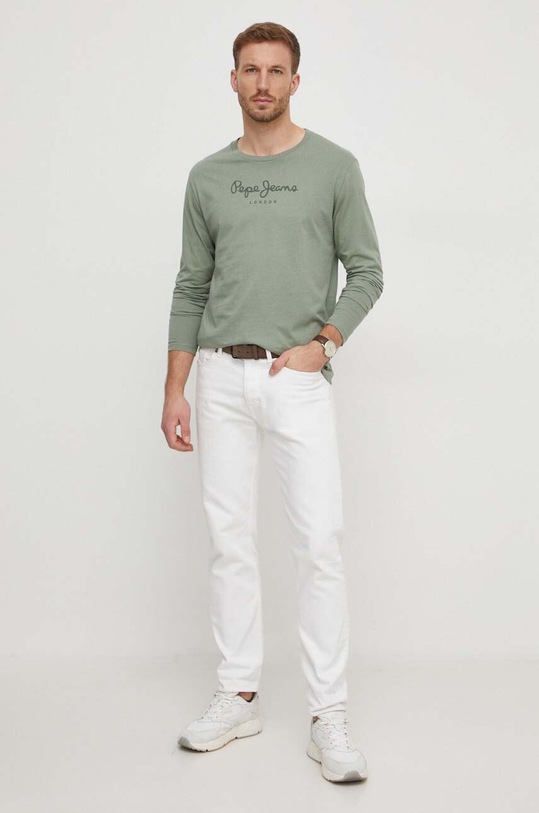 Bavlněné tričko Pepe Jeans EGGO LONG N PM508209 zelená SS25