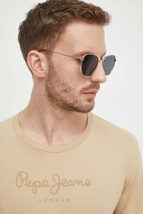 Βαμβακερό μπλουζάκι Pepe Jeans Eggo EGGO LONG N μπεζ PM508209