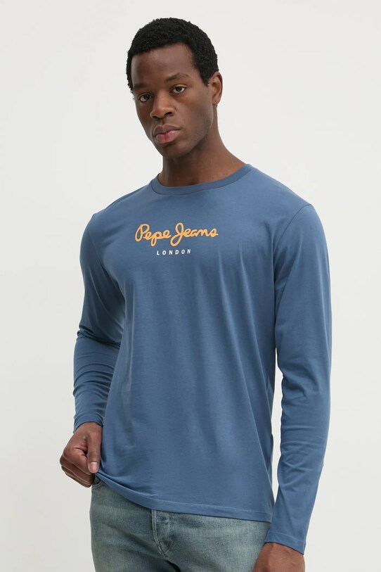 Pepe Jeans t-shirt bawełniany Eggo nadruk niebieski PM508209