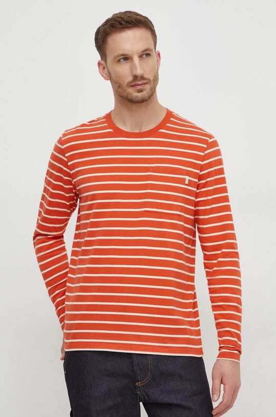 Pepe Jeans longsleeve din bumbac Costa cu modele portocaliu PM509209