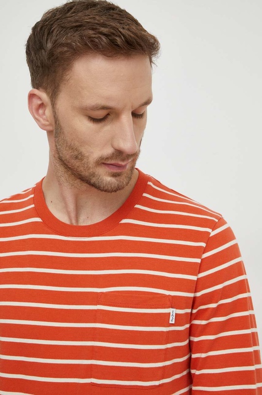 Pepe Jeans longsleeve din bumbac Costa portocaliu PM509209