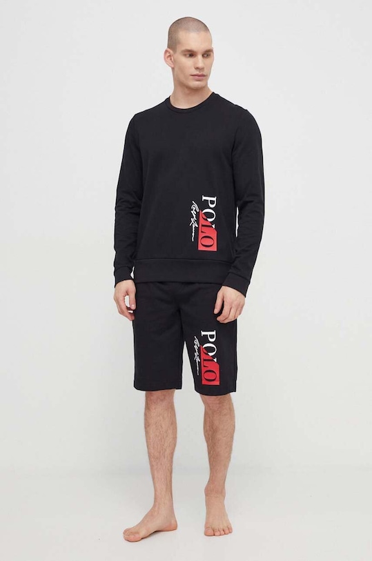 Pyžamové tričko s dlhým rukávom Polo Ralph Lauren 714932514 čierna SS24
