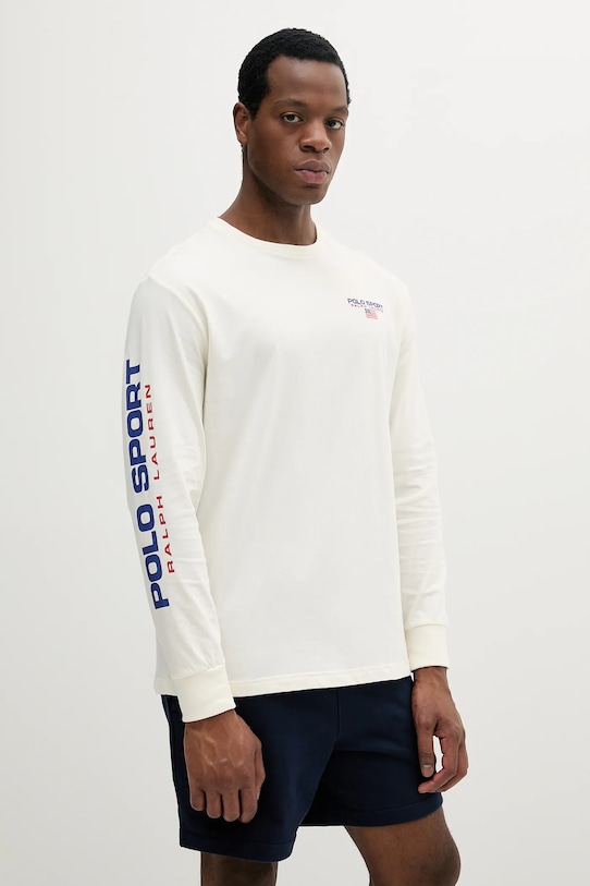 Polo Ralph Lauren longsleeve bawełniany regular beżowy 710814128