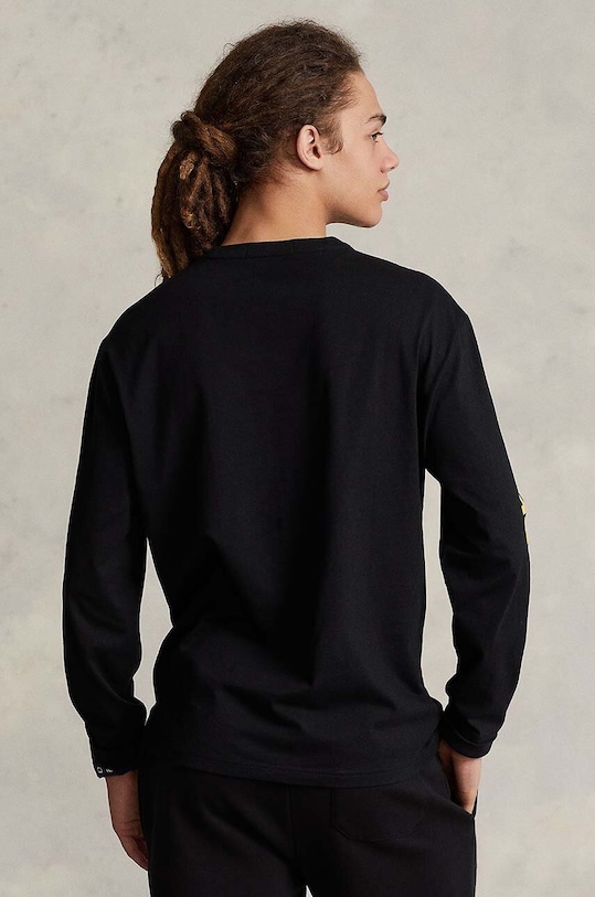 Βαμβακερή μπλούζα με μακριά μανίκια Polo Ralph Lauren 710814128 μαύρο SS25
