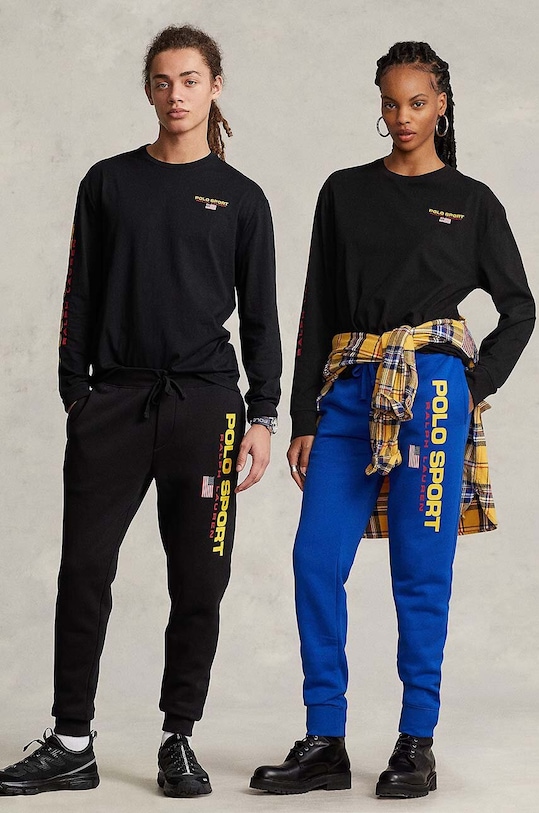 Βαμβακερή μπλούζα με μακριά μανίκια Polo Ralph Lauren μαύρο 710814128