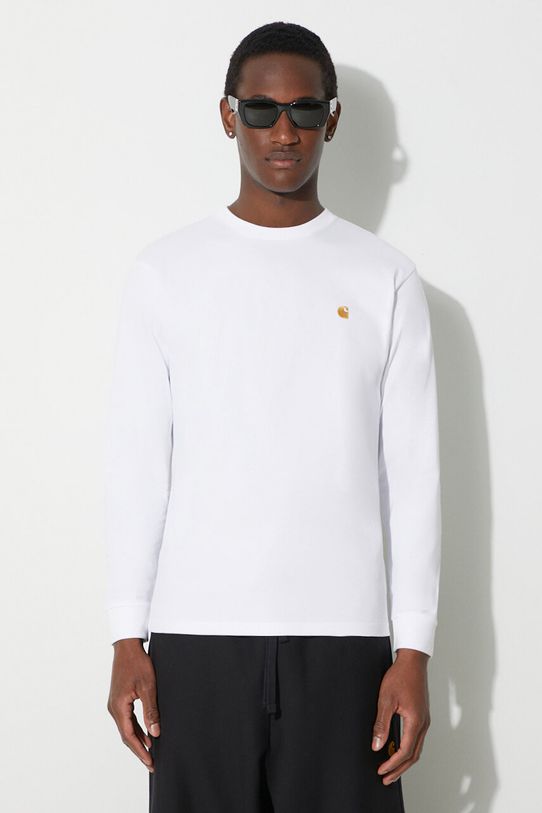 Carhartt WIP top a maniche lunghe in cotone Longsleeve Chase T-Shirt rilassato bianco I026392.00RXX