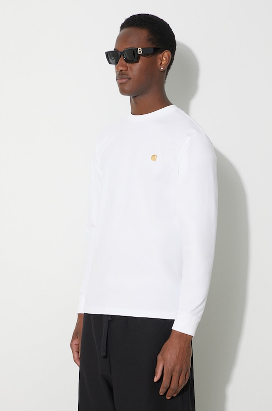 Carhartt WIP top a maniche lunghe in cotone Longsleeve Chase T-Shirt bianco I026392.00RXX