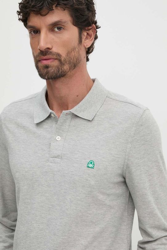 United Colors of Benetton longsleeve bawełniany 3089J3204 szary AW24