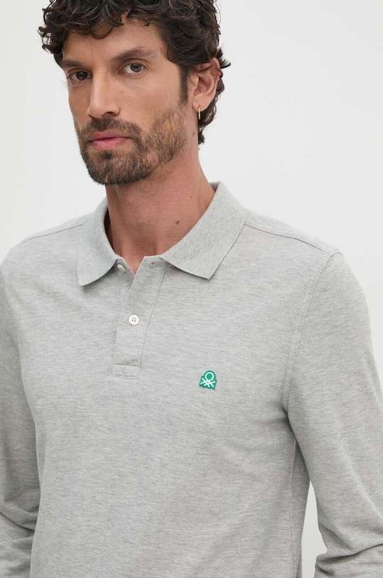 United Colors of Benetton longsleeve din bumbac 3089J3204 gri AW25