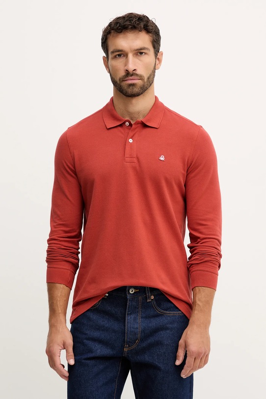 United Colors of Benetton longsleeve bawełniany bawełna pomarańczowy 3089J3204