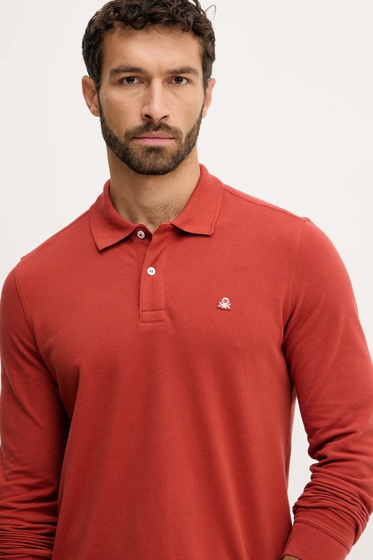 United Colors of Benetton longsleeve bawełniany pomarańczowy 3089J3204