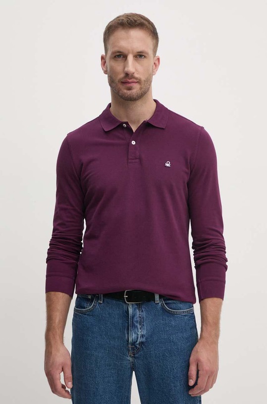 United Colors of Benetton longsleeve din bumbac violet 3089J3204