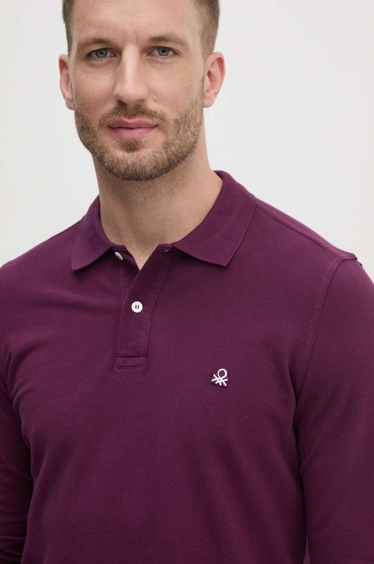 United Colors of Benetton longsleeve din bumbac violet 3089J3204
