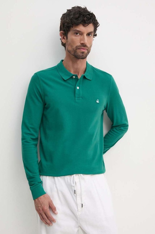 United Colors of Benetton longsleeve din bumbac verde 3089J3204