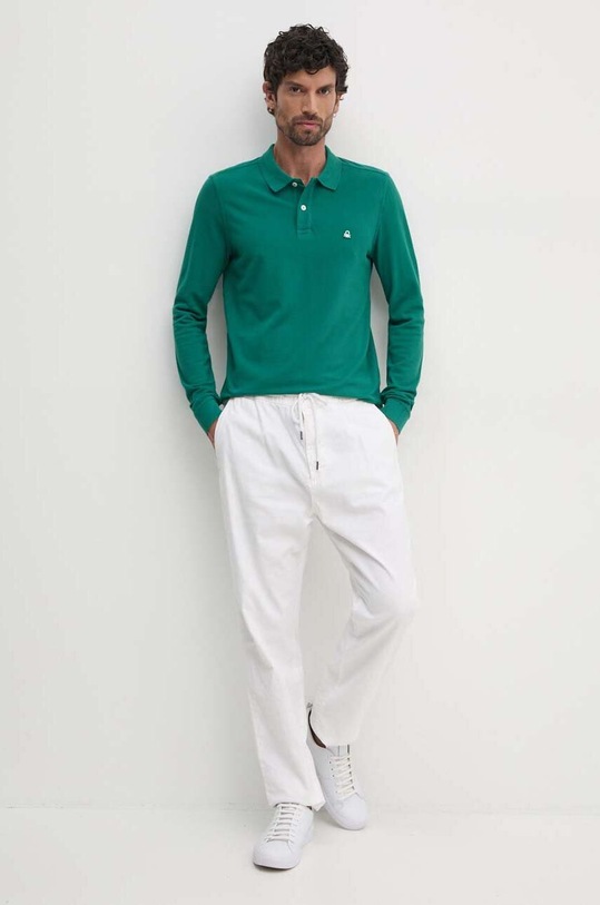 United Colors of Benetton longsleeve din bumbac 3089J3204 verde AW25