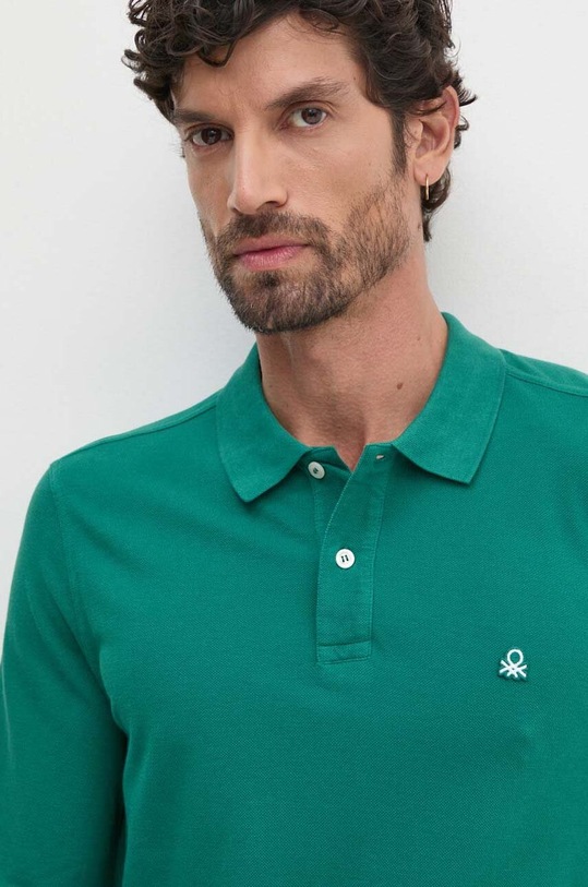 United Colors of Benetton longsleeve din bumbac verde 3089J3204