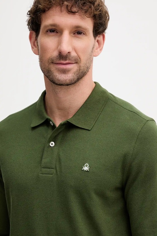 United Colors of Benetton longsleeve din bumbac verde 3089J3204