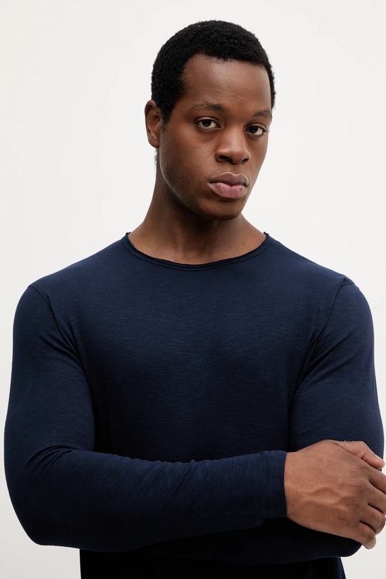 United Colors of Benetton longsleeve bawełniany granatowy 3JE1J19A9