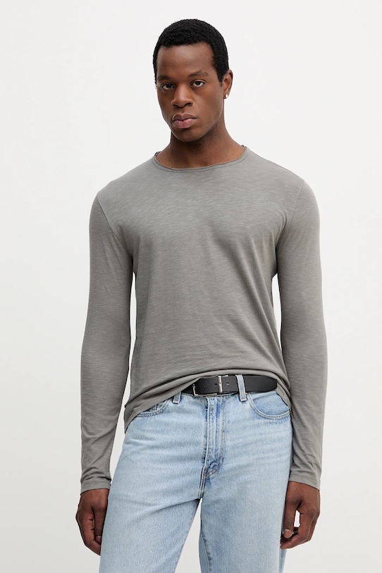 United Colors of Benetton longsleeve din bumbac uni gri 3JE1J19A9