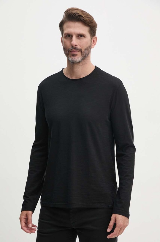 Хлопковый лонгслив United Colors of Benetton чёрный 3JE1J19A9