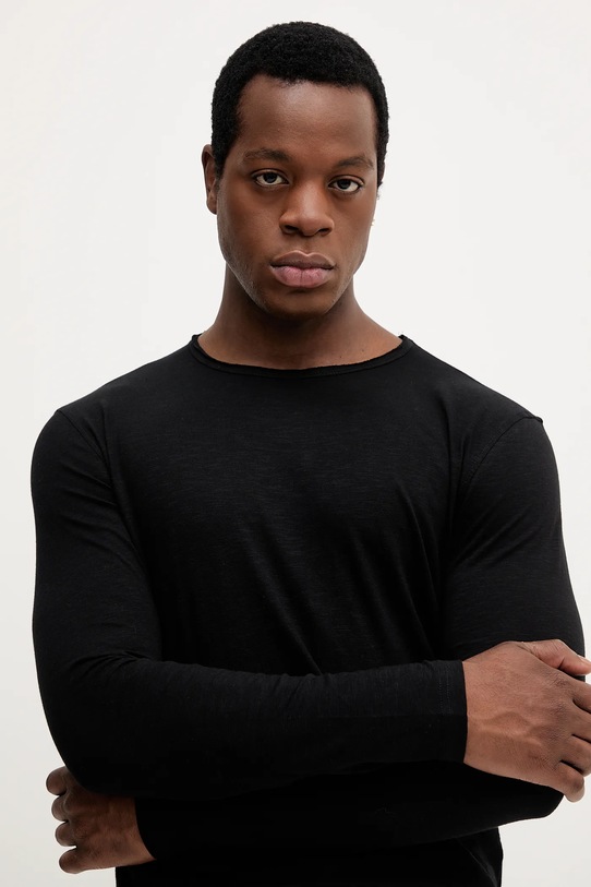 United Colors of Benetton longsleeve din bumbac negru 3JE1J19A9