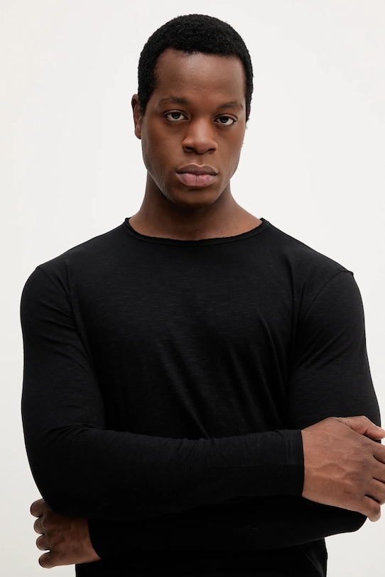 United Colors of Benetton longsleeve bawełniany czarny 3JE1J19A9