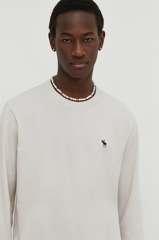 Βαμβακερή μπλούζα με μακριά μανίκια Abercrombie & Fitch μπεζ KI124.4101.110