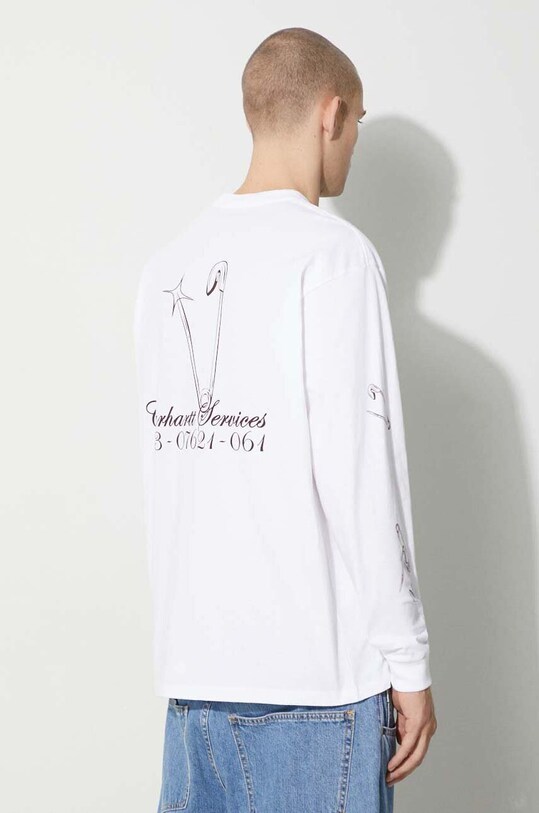 Carhartt WIP cotton longsleeve top Longsleeve Safety Pin T-Shirt white I032892.20LXX