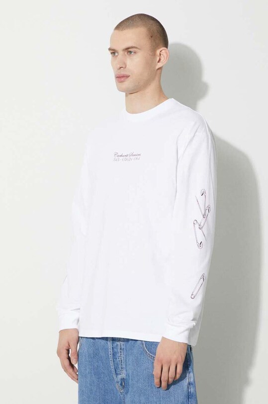 Carhartt WIP cotton longsleeve top Longsleeve Safety Pin T-Shirt I032892.20LXX white