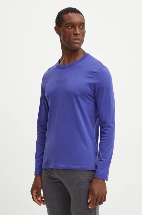 Бавовняний лонгслів лаунж United Colors of Benetton бавовна фіолетовий 30964M017