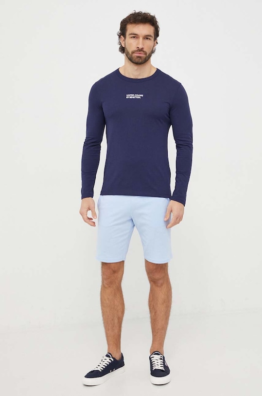 United Colors of Benetton longsleeve bawełniany lounge 30964M017 granatowy AW24
