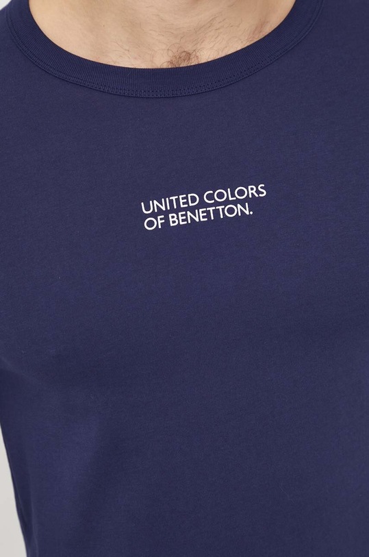 United Colors of Benetton longsleeve bawełniany lounge 30964M017 granatowy