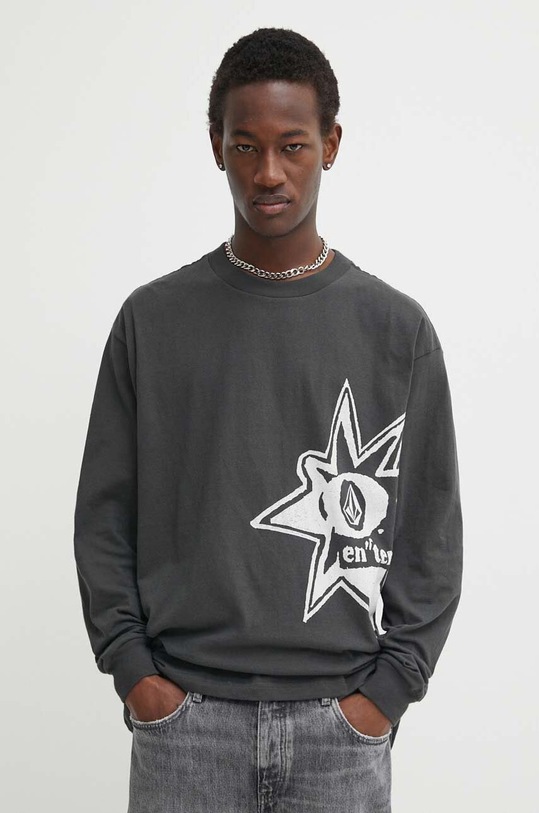 Volcom longsleeve din bumbac print gri A3612402