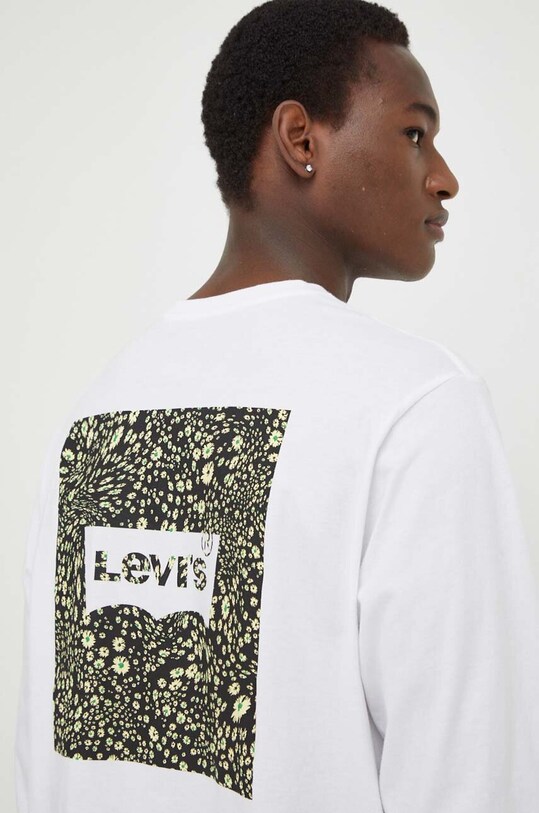 Bavlněné tričko s dlouhým rukávem Levi's bílá 16139