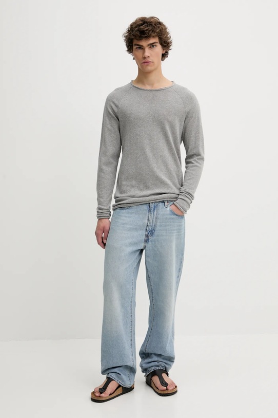 American Vintage top a maniche lunghe in cotone MSON24GE24 grigio SS25