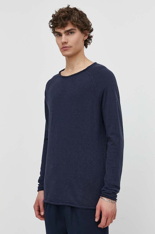 Хлопковый лонгслив American Vintage хлопок тёмно-синий MSON24GE24