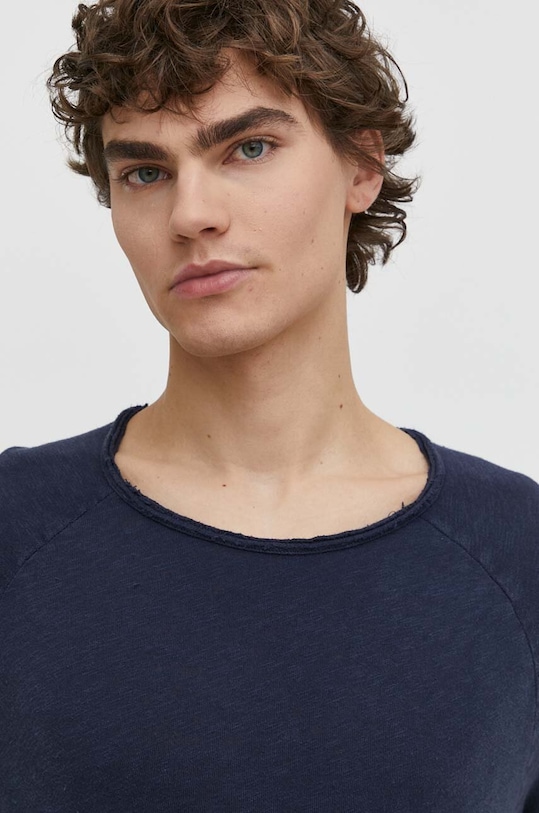 Хлопковый лонгслив American Vintage тёмно-синий MSON24GE24