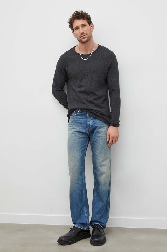 American Vintage longsleeve din bumbac MSON24GE24 gri SS25