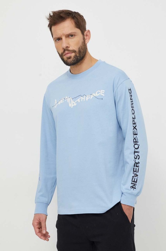 The North Face longsleeve bawełniany nadruk niebieski NF0A87F5QEO1