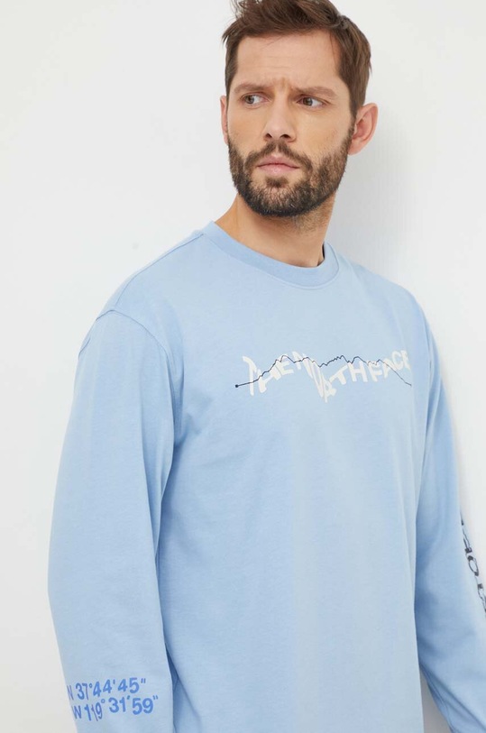The North Face longsleeve bawełniany niebieski NF0A87F5QEO1