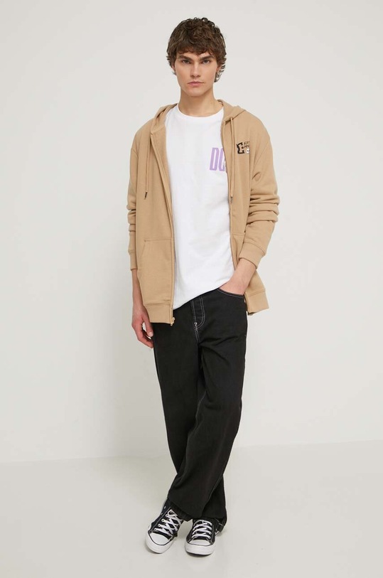 DC longsleeve bawełniany ADYZT05371 biały SS24