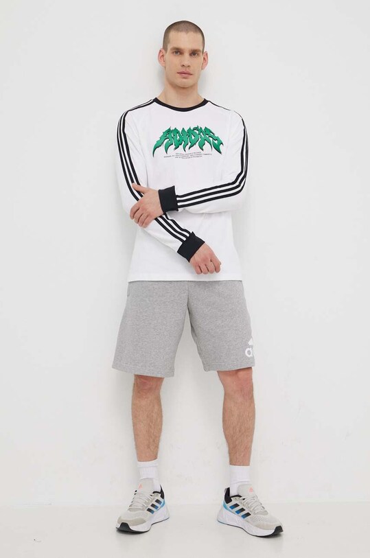 adidas Originals longsleeve din bumbac Flames IS2917 alb SS24
