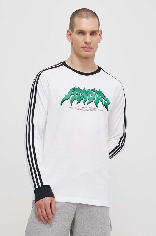 adidas Originals longsleeve din bumbac Flames alb IS2917