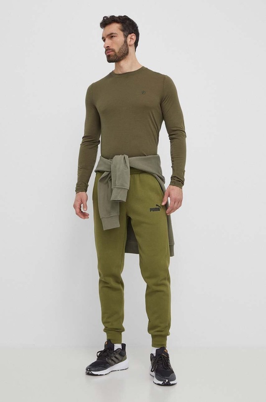 Шерстяной лонгслив Fjallraven Abisko Wool F87194.625 зелёный SS24