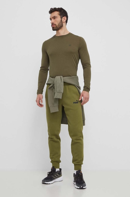 Fjallraven longsleeve din lana Abisko Wool F87194.625 verde SS24