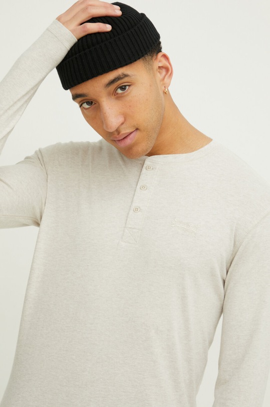 Bavlněné tričko s dlouhým rukávem Superdry béžová M6010729A.8ZU