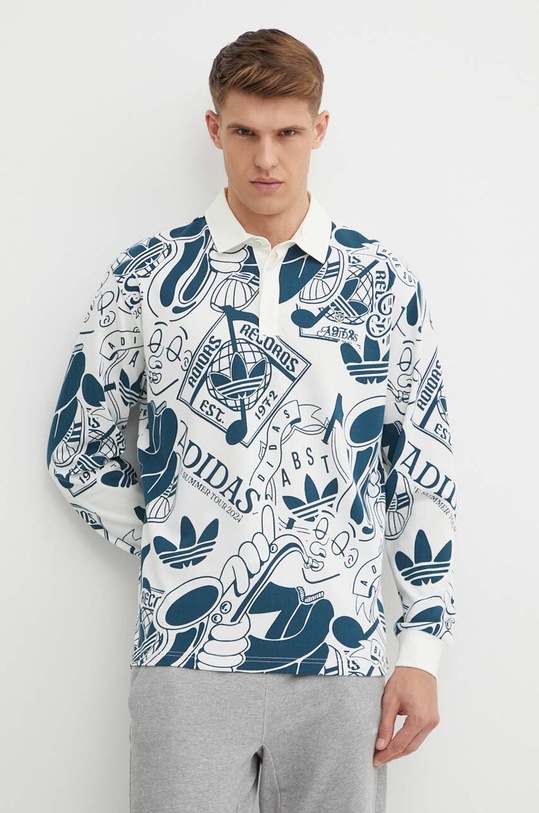 adidas Originals longsleeve din bumbac cu modele bej IN2599