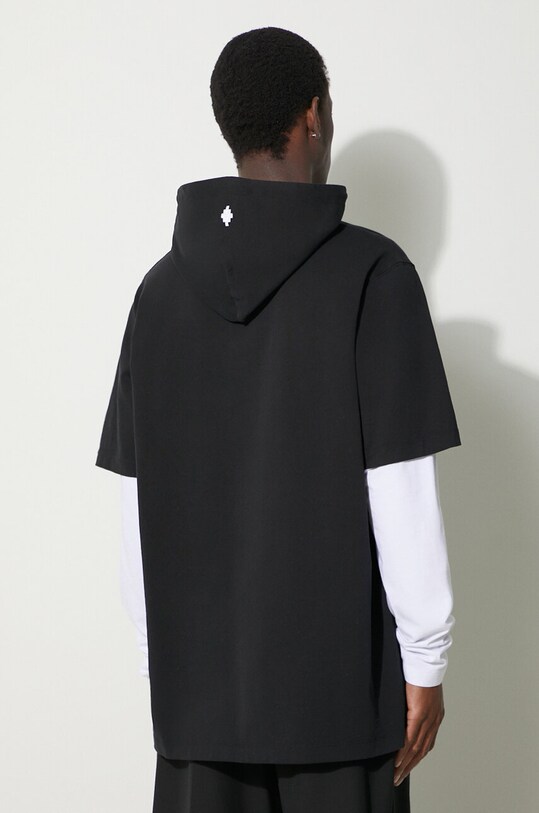 Одежда Хлопковая кофта Marcelo Burlon Collar Feathers Dbl Sleeves CMAB044S24JER0021001 чёрный